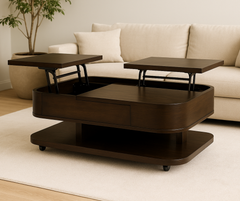 Brando Coffee Table – Dual Lift-Top Design with Hidden Storage & Casters