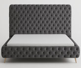 IF-5865 Velvet Tufted Bed – Grey
