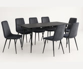 T-1472 Extendable Dining Set with Dark Grey Velvet Chairs