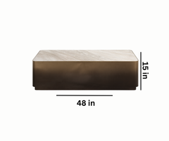 Dangelo Coffee Table – Solid Marble Top with Gold Metal Frame