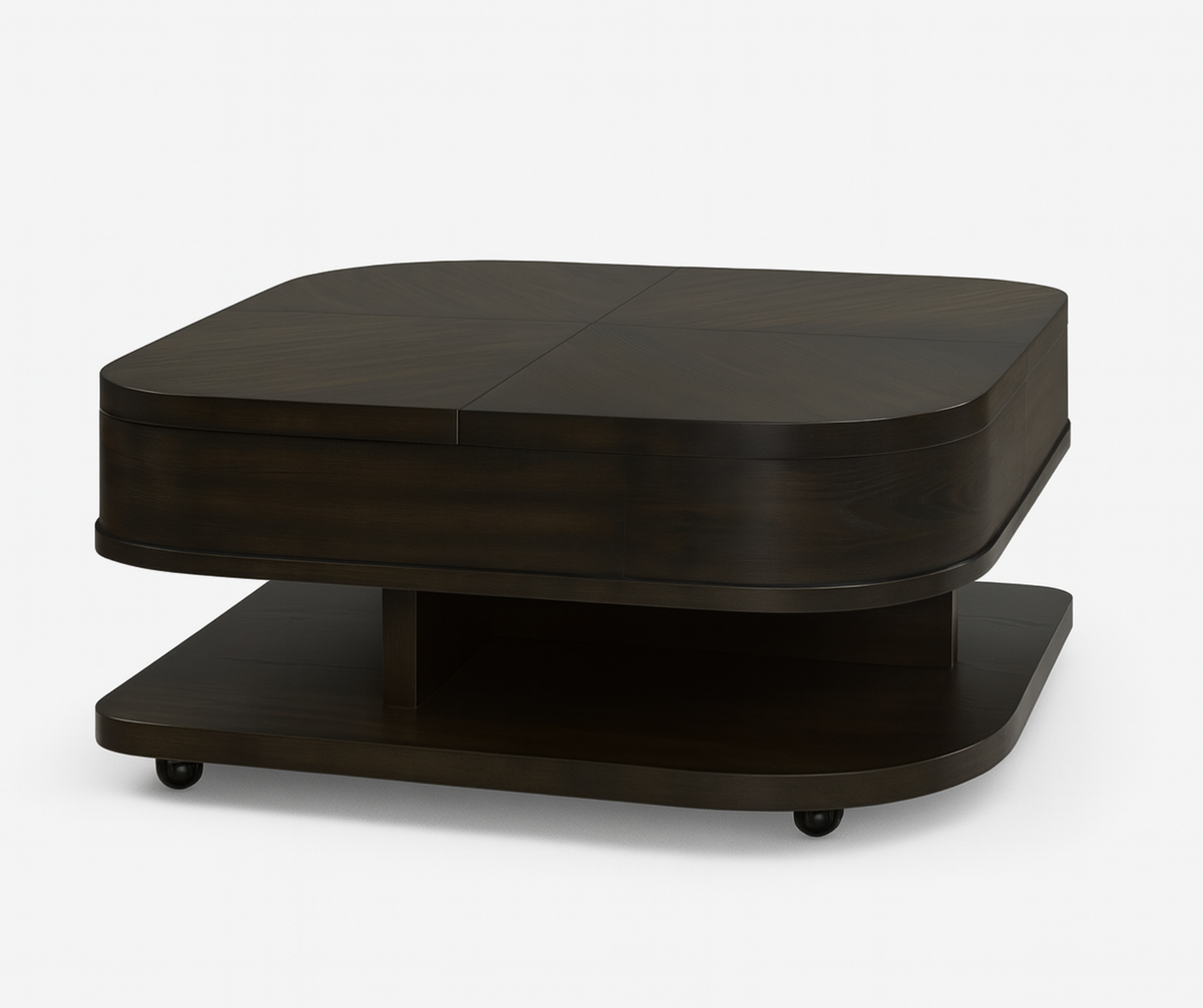 Brando Coffee Table – Dual Lift-Top Design with Hidden Storage & Casters