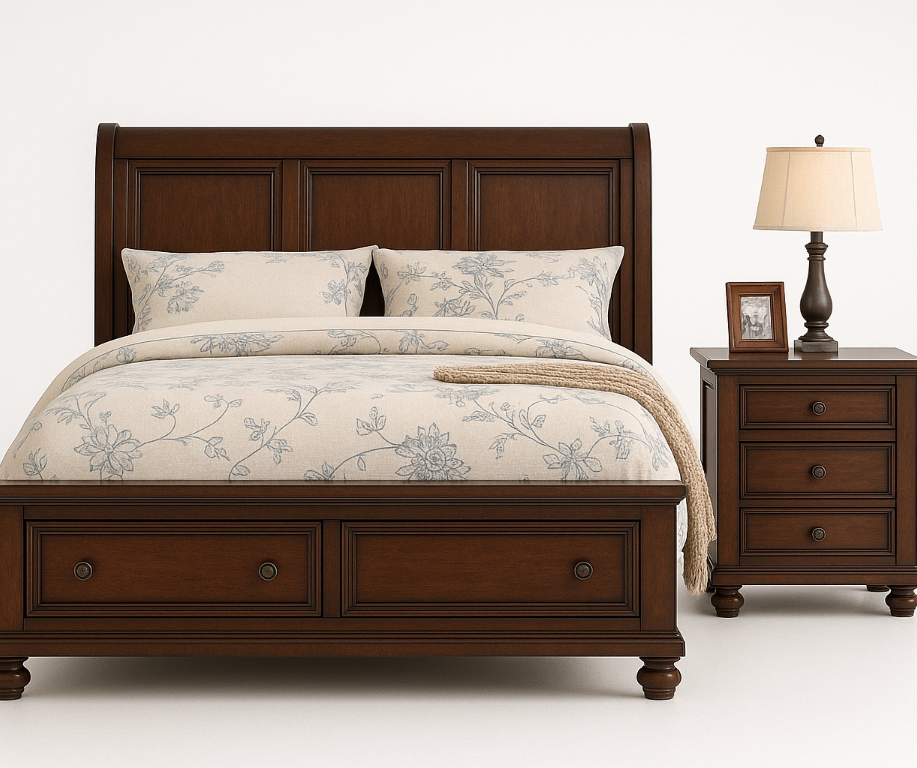 Kasey Solid Wood Bedroom Set – Dark Walnut
