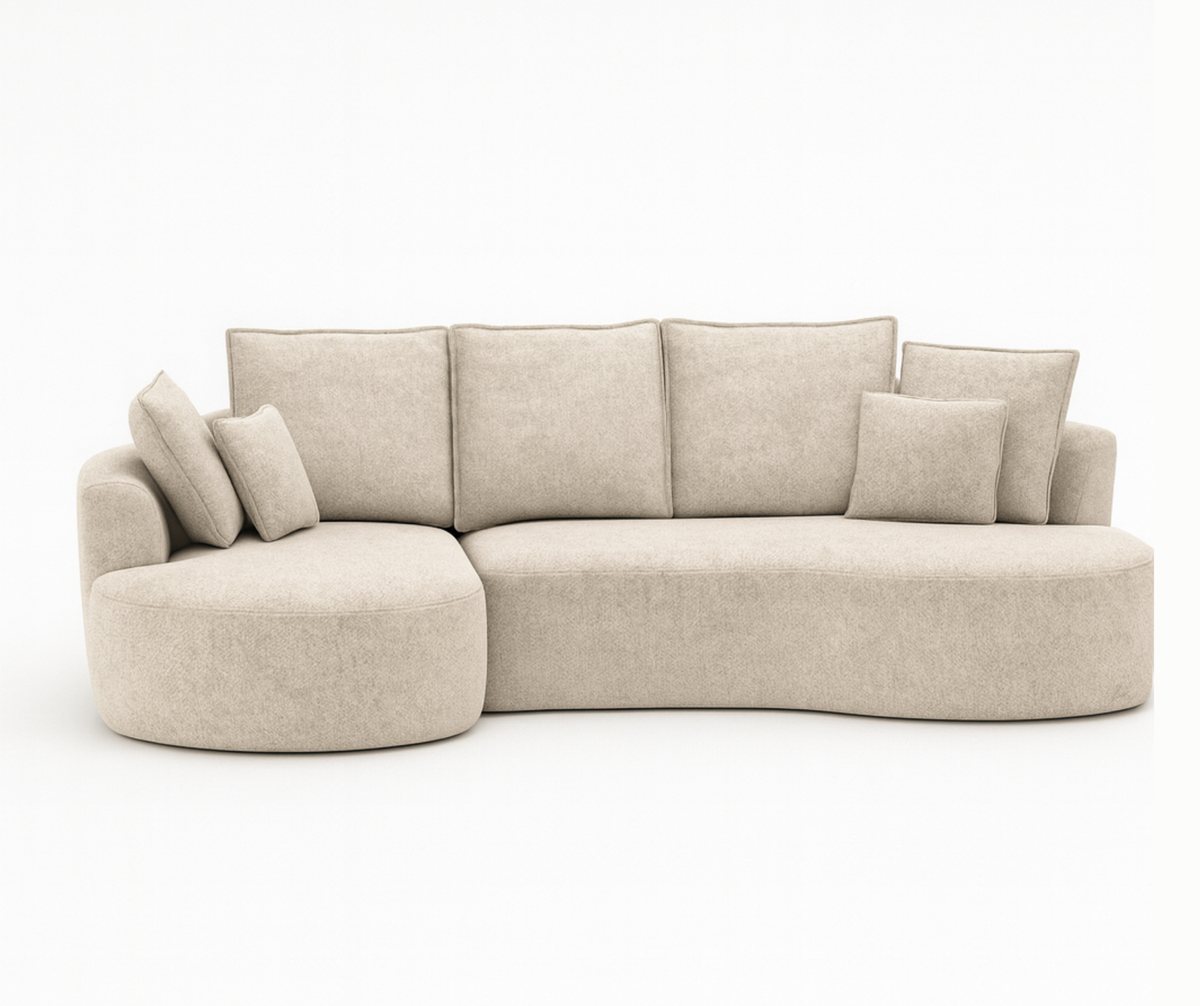 Modern Sculptural Sectional Sofa – Premium Fabric, High-Density Cushioning