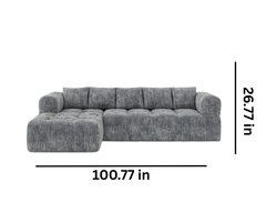 Modern Low-Profile Sectional Sofa Grey – Premium Fabric, Deep Cushioning